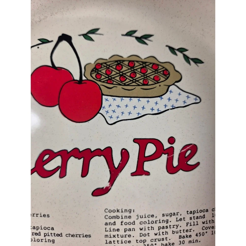 Vintage 1990 LTD Commodities Cherry Pie Recipe Ceramic Scalloped Plate 11 Inch